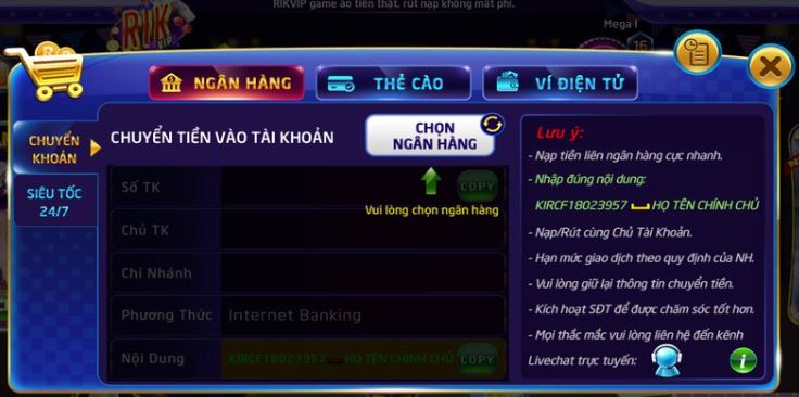 Rút tiền từ tài khoản ngân hàng có xếp hạng Betcom - Betcom